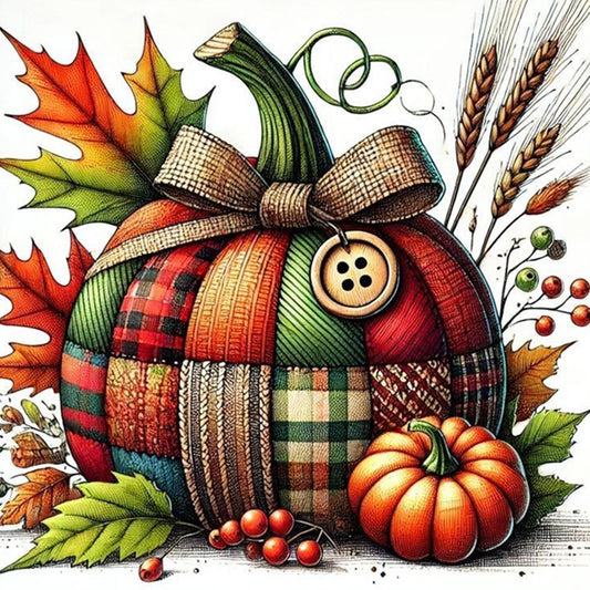 Autumn Patchwork Pumpkin - Full Square Drill Diamond Painting 30*30CM