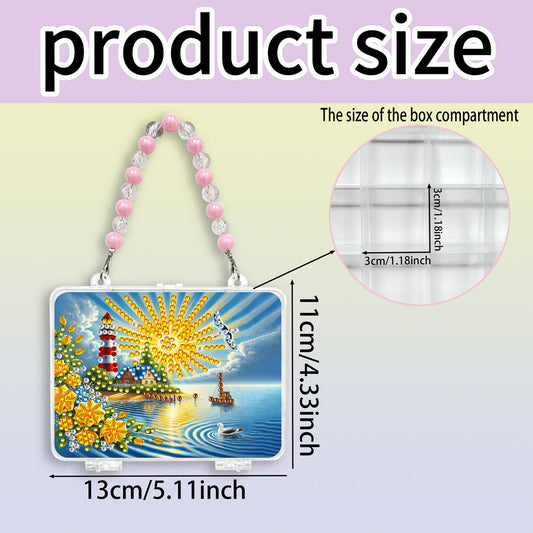 DIY Diamond Painting Bead Storage Handbag Rhinestones Jewelry Case (Lighthouse)