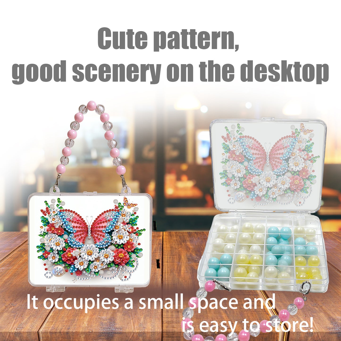 DIY Diamond Painting Bead Storage Handbag Rhinestones Jewelry Case (Butterfly)