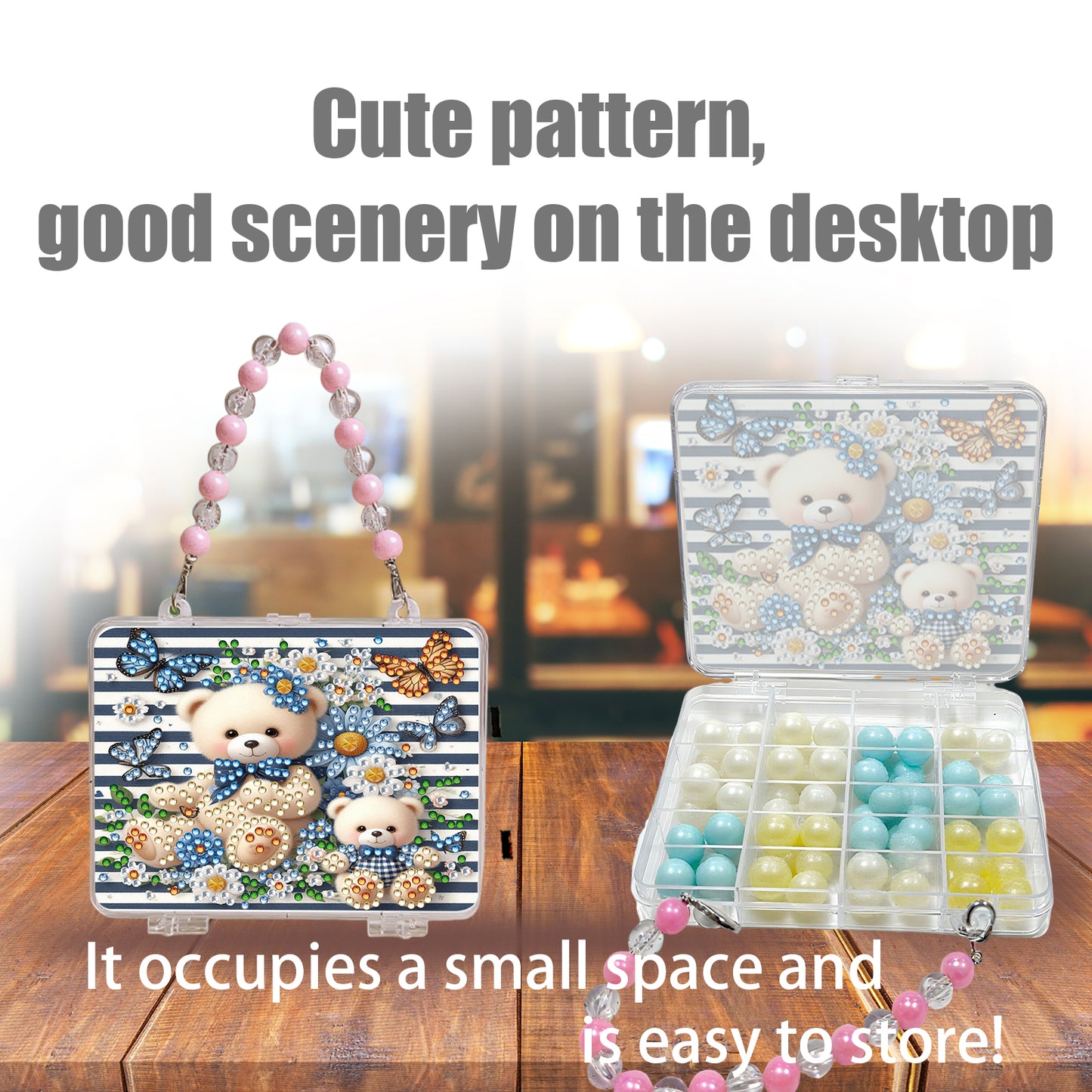 DIY Diamond Painting Bead Storage Handbag Rhinestones Jewelry Case (Bear)