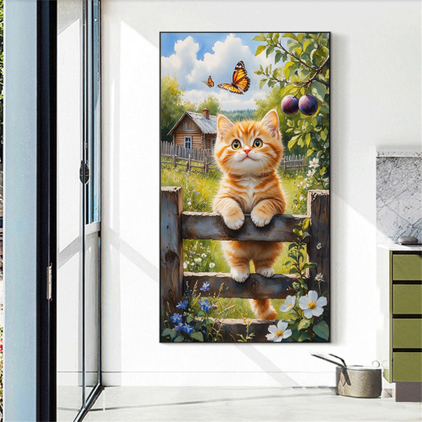 Cat - Full Round Drill Diamond Painting 40*70CM