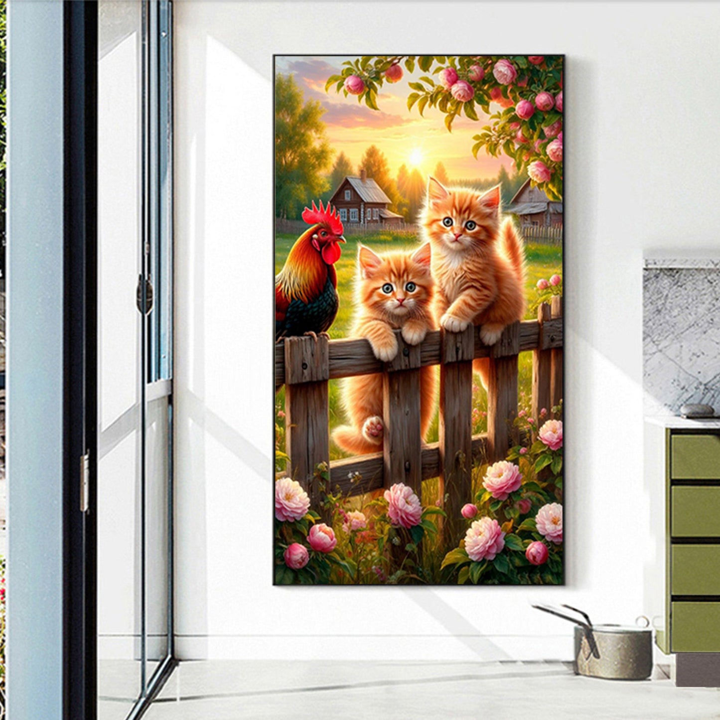 Cat And Chicken - Full Round Drill Diamond Painting 40*70CM