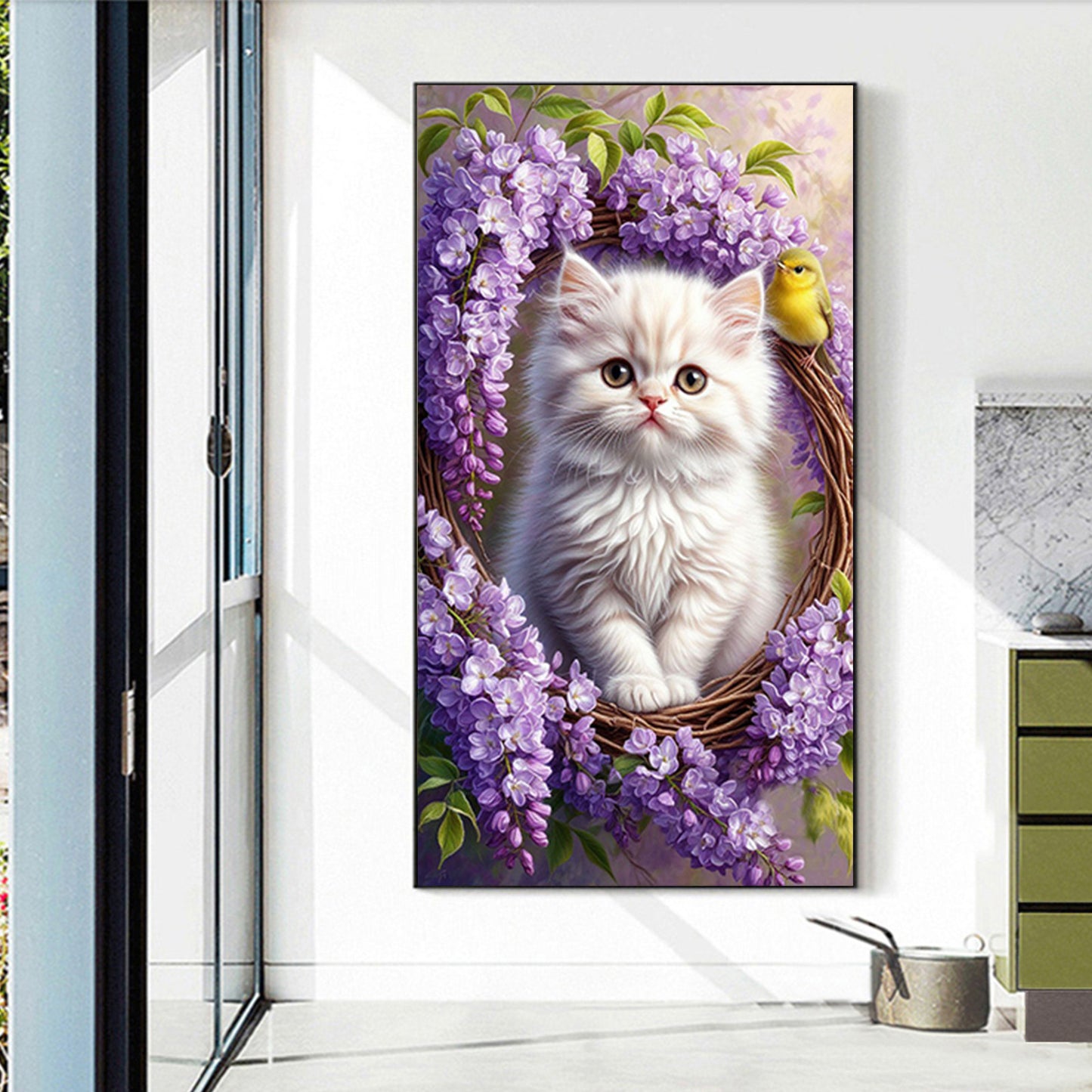 Cat And Flower - Full Round Drill Diamond Painting 40*70CM