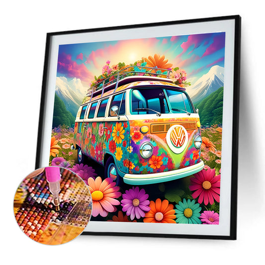 Bus - Full Round Drill Diamond Painting 40*40CM