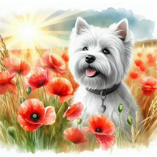 Poppy Schnauzer - 11CT Stamped Cross Stitch 40*40CM