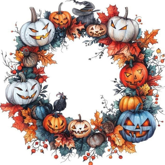 Pumpkin Wreath - 11CT Stamped Cross Stitch 40*40CM
