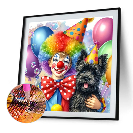 Clown And Dog - Full Round Drill Diamond Painting 40*40CM