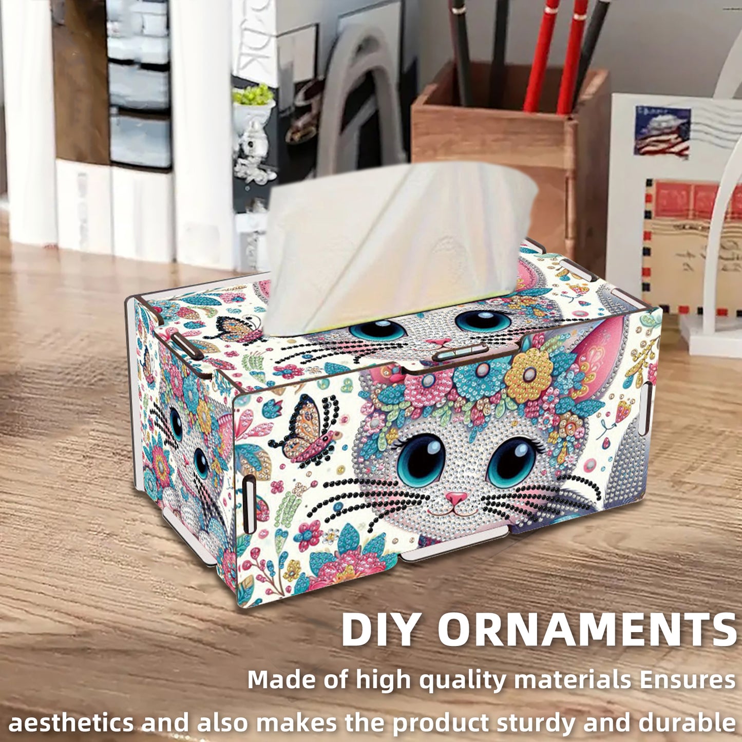 Wooden Diamond Painting Tissue Box for Home and Office Decoration (CZH001)