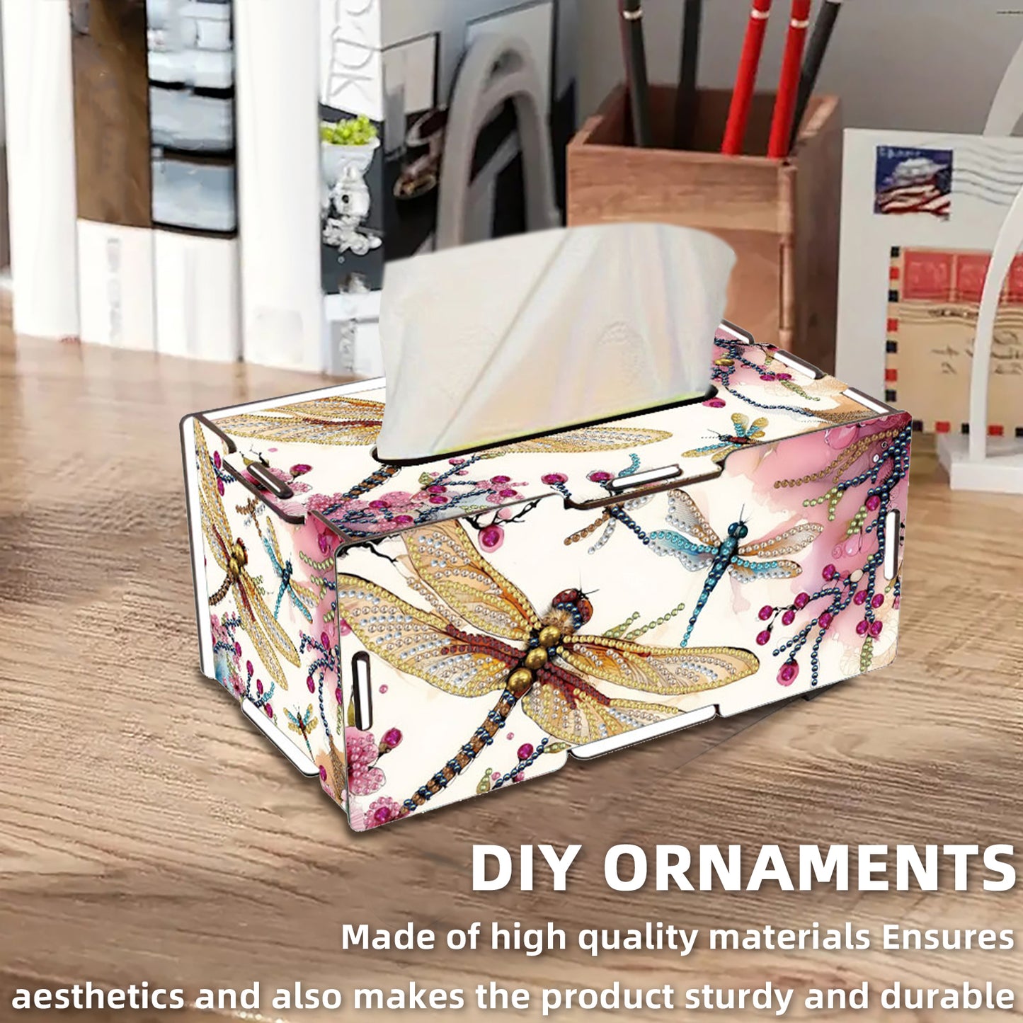 Wooden Diamond Painting Tissue Box for Home and Office Decoration (CZH013)