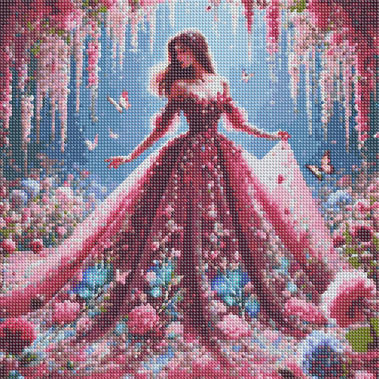 Girl In A Fancy Dress - Full Round Drill Diamond Painting 40*40CM