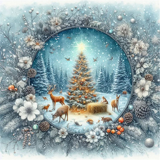 Christmas Tree - 11CT Stamped Cross Stitch 40*40CM