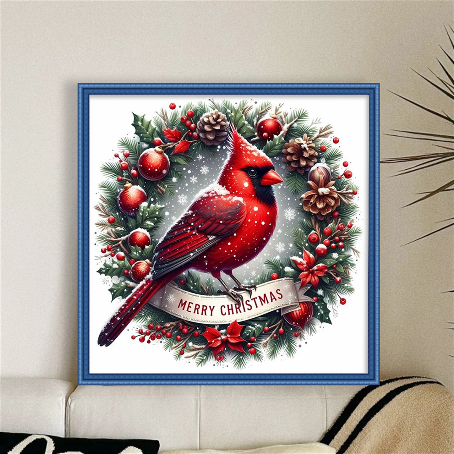 Wreath Cardinal - 11CT Stamped Cross Stitch 40*40CM