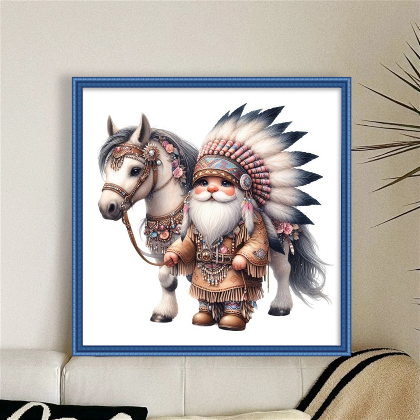 Indian Boy And Horse - 11CT Stamped Cross Stitch 40*40CM