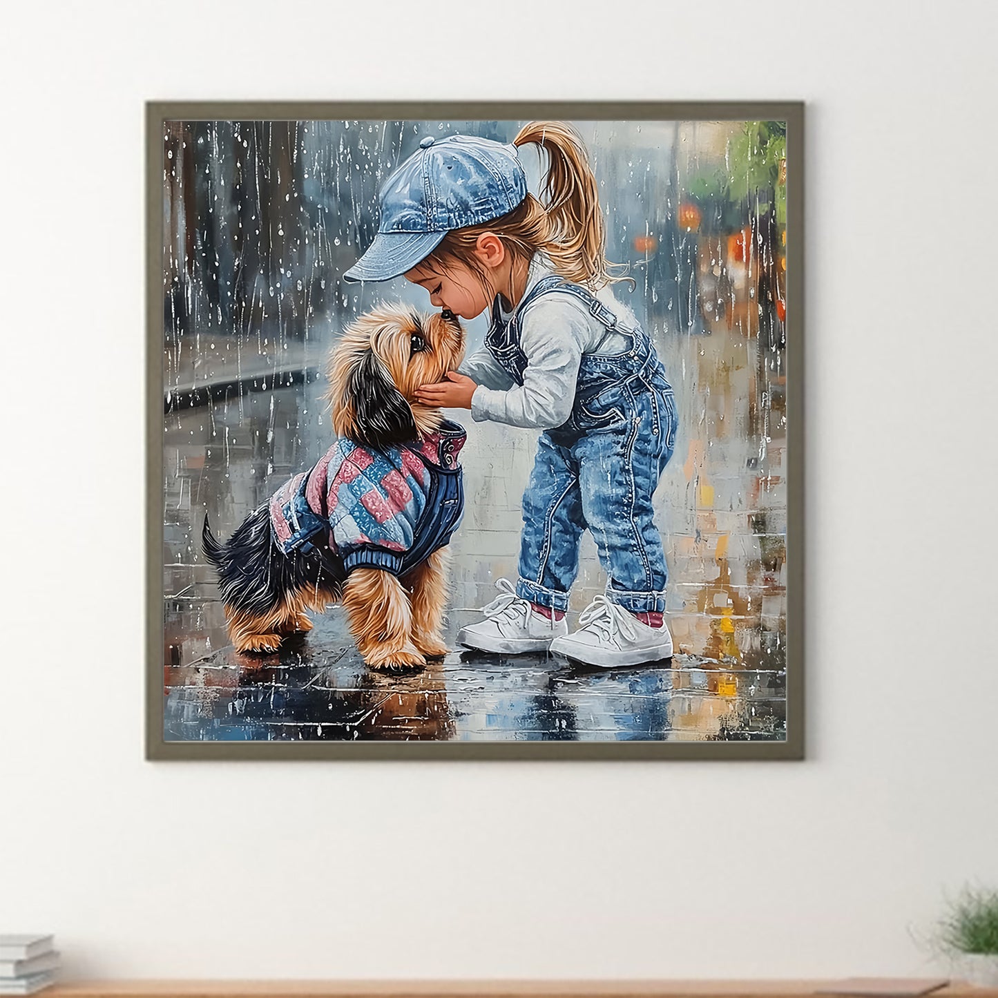 Little Girl With Cute Pets - Full Round Drill Diamond Painting 40*40CM