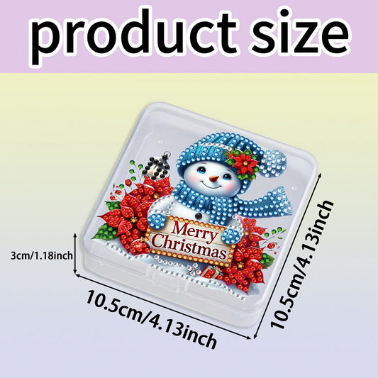 DIY Diamond Painting Storage Box Snowman Clear Plastic Case for Small Items