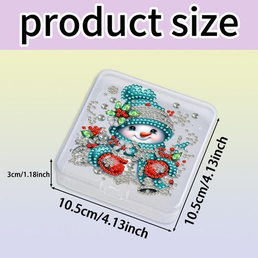 DIY Diamond Painting Storage Box Snowman Clear Plastic Case for Small Items