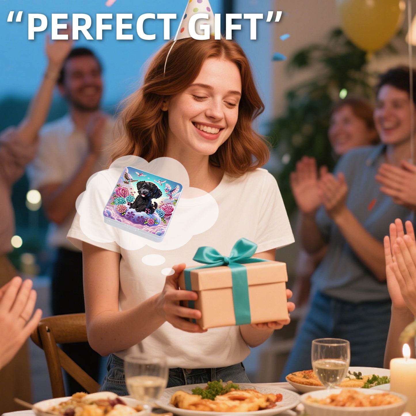 DIY Diamond Painting Storage Box Dog Clear Plastic Case for Small Items