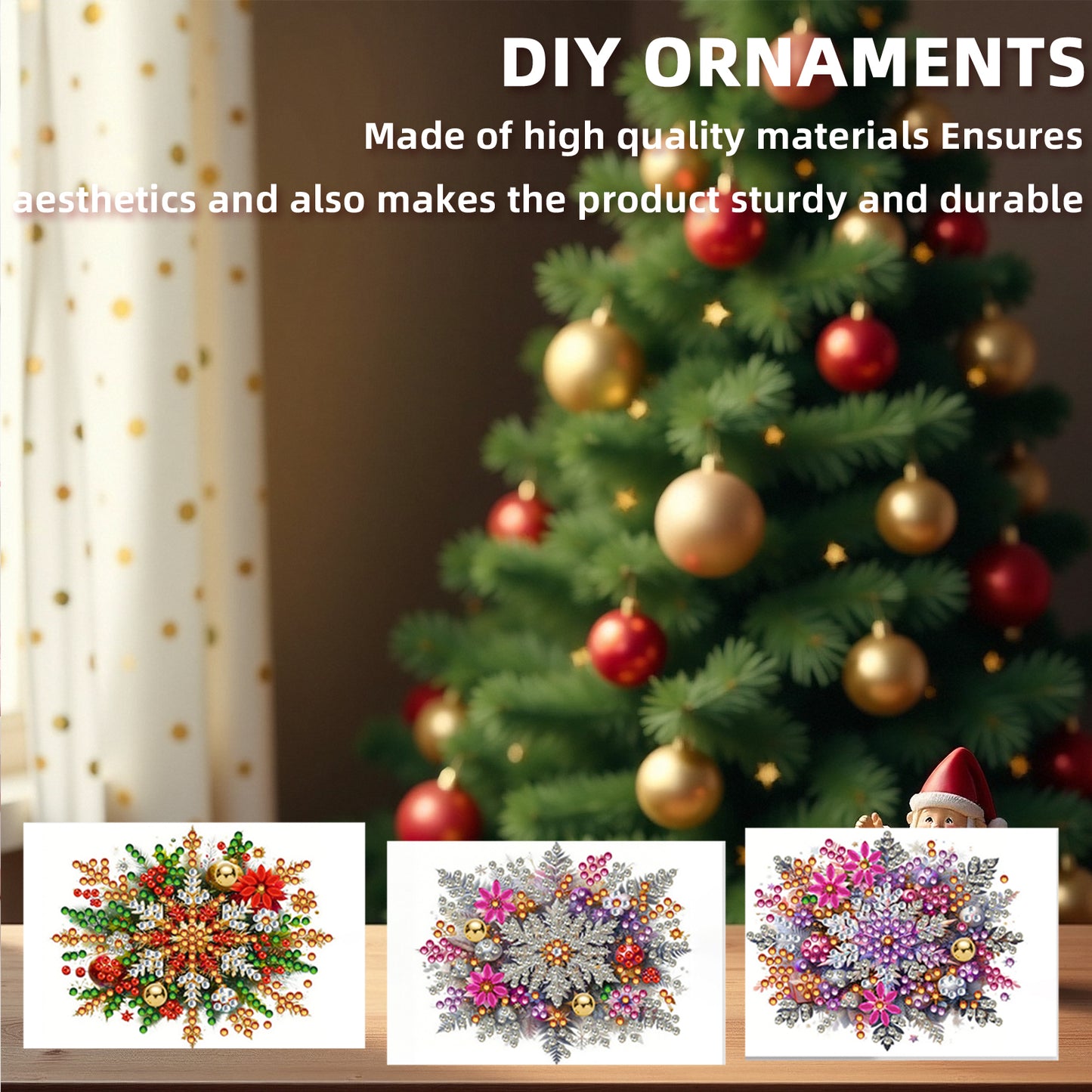 10PCS DIY Xmas Diamond Art Crystal Scratch Card Handmade Gift Card (Snowflakes)