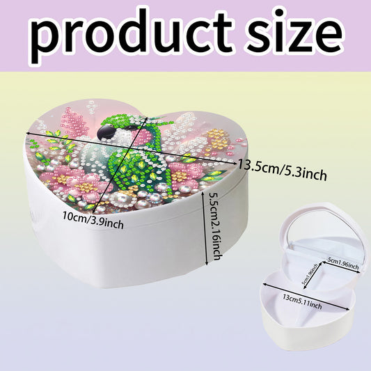 Flower Bird DIY Diamond Painting Heart-Shape Jewelry Box Decorative Storage Case