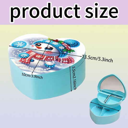 Snowman DIY Diamond Painting Heart-Shaped Jewelry Box Decorative Storage Case