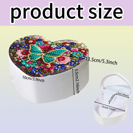 Butterfly DIY Diamond Painting Heart-Shaped Jewelry Box Decorative Storage Case