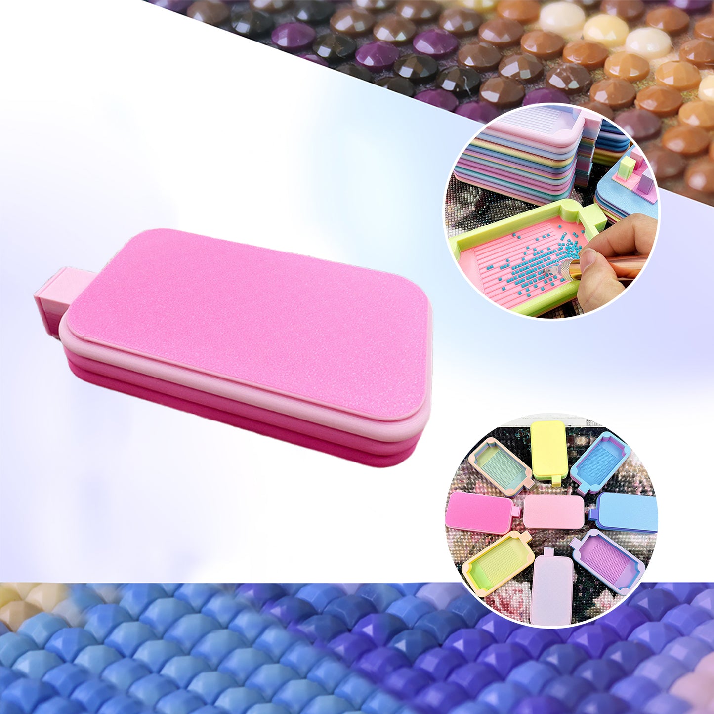 Diamond Painting Tray Organizer Plastic Diamond Art Tray for DIY Crafts (Pink)
