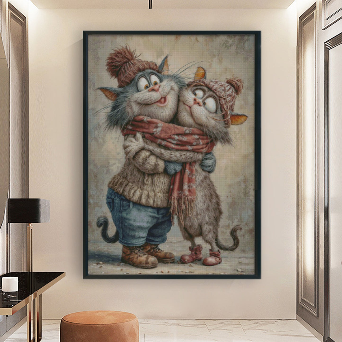 Cat Brothers - 14CT Stamped Cross Stitch 65*90CM (Egyptian cotton)(Fairy Brand)