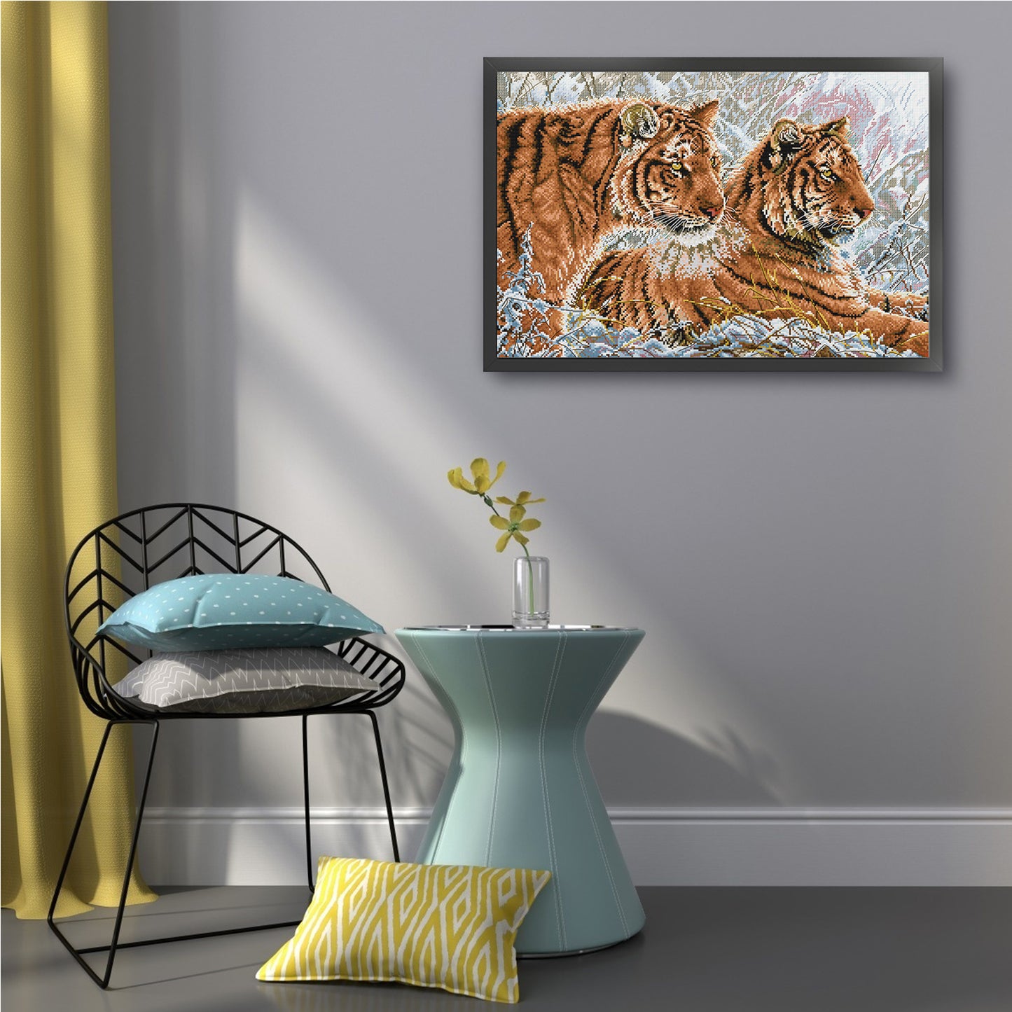 Two Tigers - 14CT Stamped Cross Stitch 55*40CM (Joy Sunday)