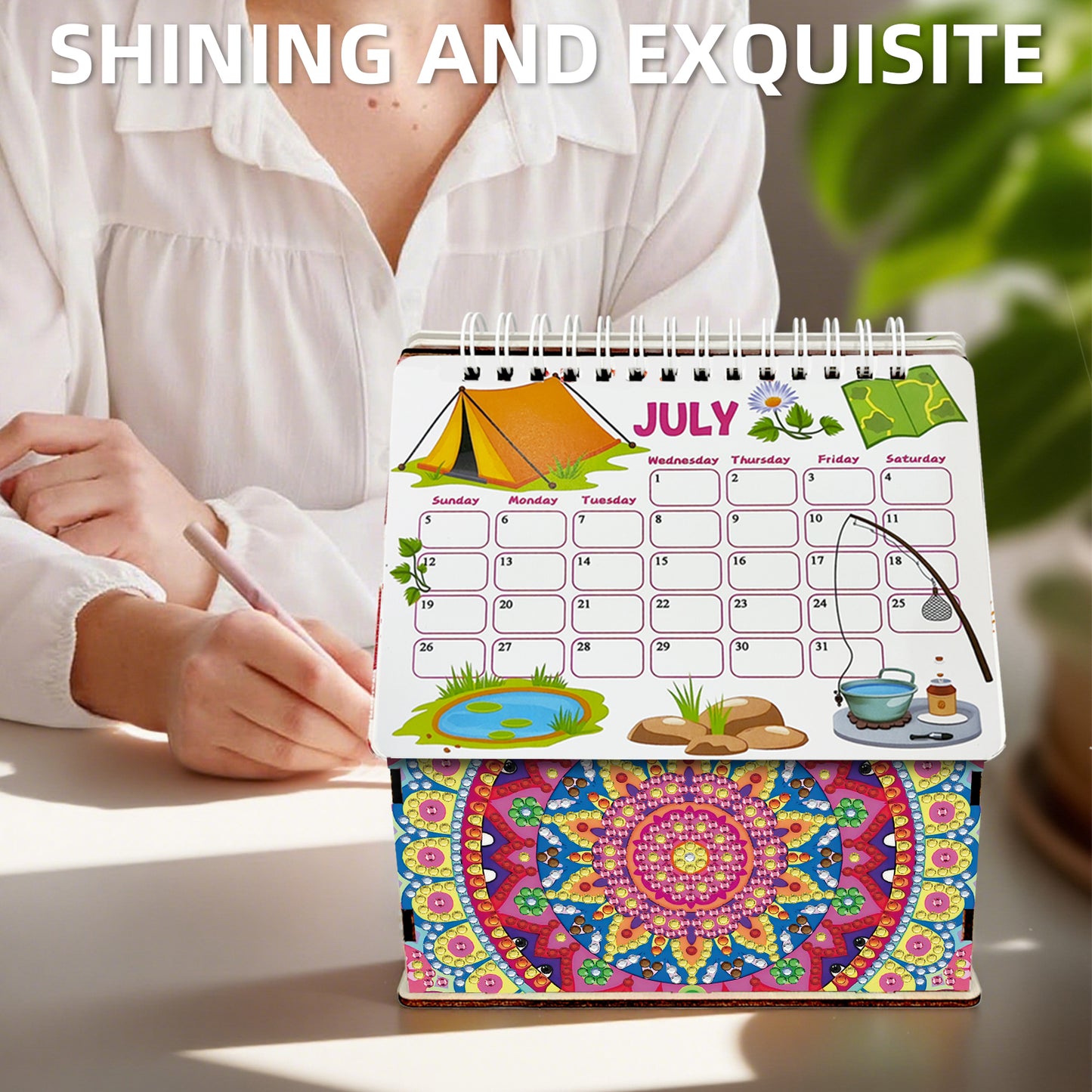5D/DIY Calendar Crystal Painting Desk Calendars Kit Home Decorations (Mandala)