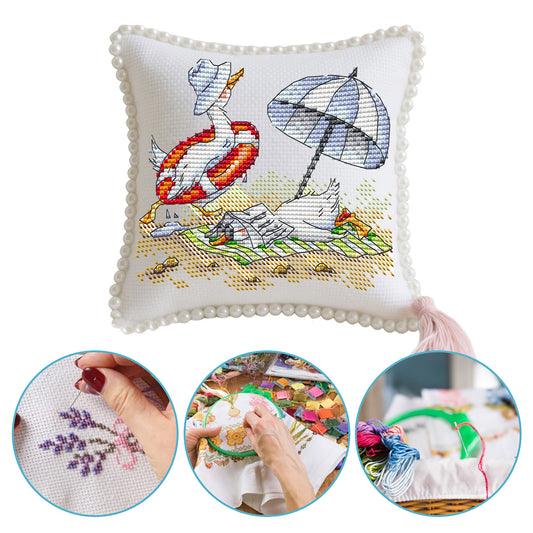 14CT Needle Insert Bag 2 Strands Printed Knitting Threads Pin Pouch with Tassel