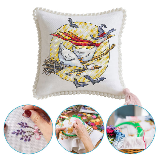 14CT Needle Insert Bag 2 Strands Printed Knitting Threads Pin Pouch with Tassel