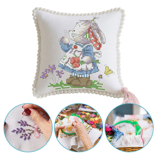 14CT Needle Insert Bag 2 Strands Printed Knitting Threads Pin Pouch with Tassel