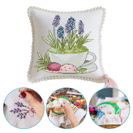 14CT Needle Insert Bag 2 Strands Printed Knitting Threads Pin Pouch with Tassel