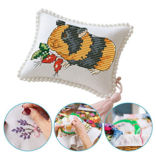 14CT Needle Insert Bag 2 Strands Printed Knitting Threads Pin Pouch with Tassel