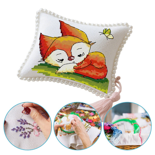 14CT Needle Insert Bag 2 Strands Printed Knitting Threads Pin Pouch with Tassel