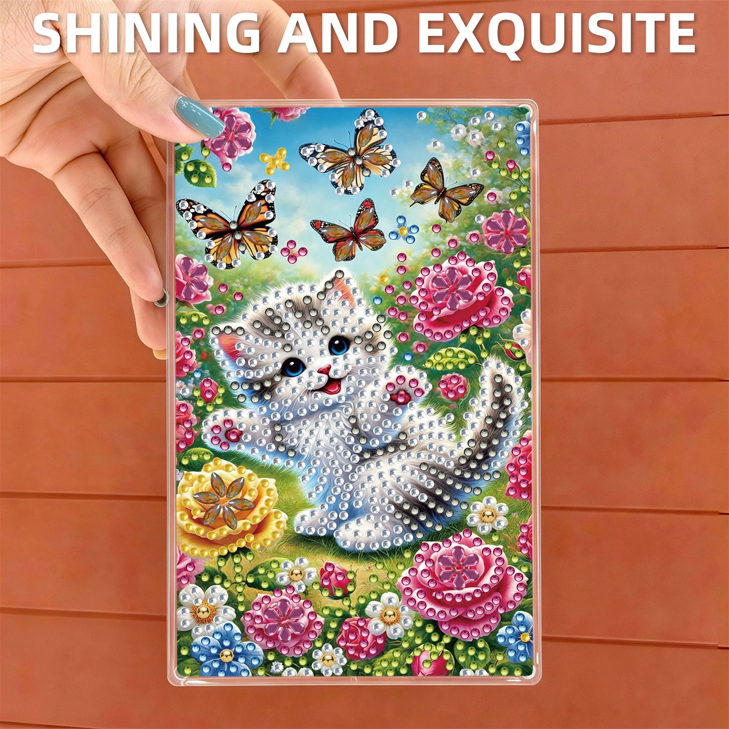 2pcs DIY 5D Diamond Painting Acrylic Jewelry Box Kit Gift for Adults (Cat)
