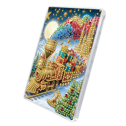 2pcs DIY 5D Diamond Painting Acrylic Jewelry Box Kit Gift for Adults (Train)