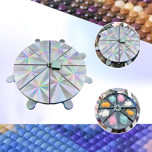 Diamond Painting Tray 8 Grids Drill Plate Octagonal Spiral Bottom Plate (Silver)