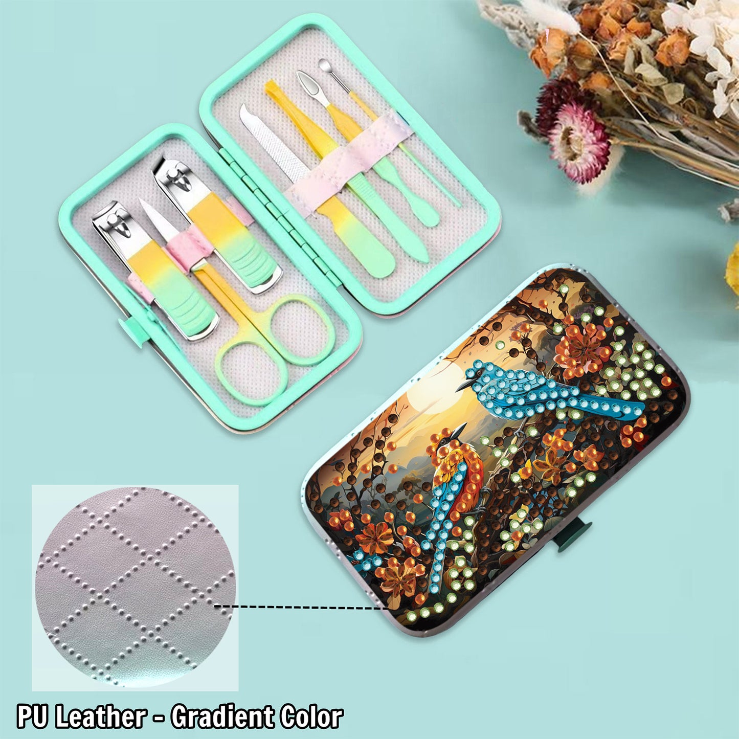 Bird Theme Diamond Painting Nail Art Bag Set Includes 7 Professional Tools