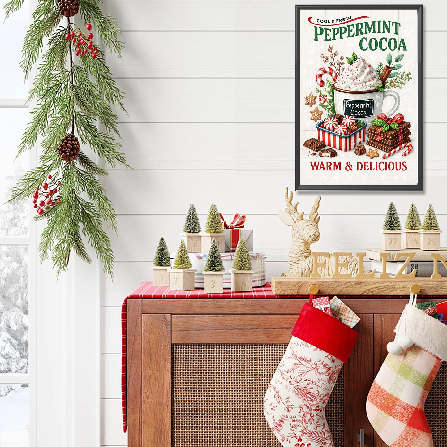 Peppermint Cocoa - Full Round Drill Diamond Painting 20*30CM