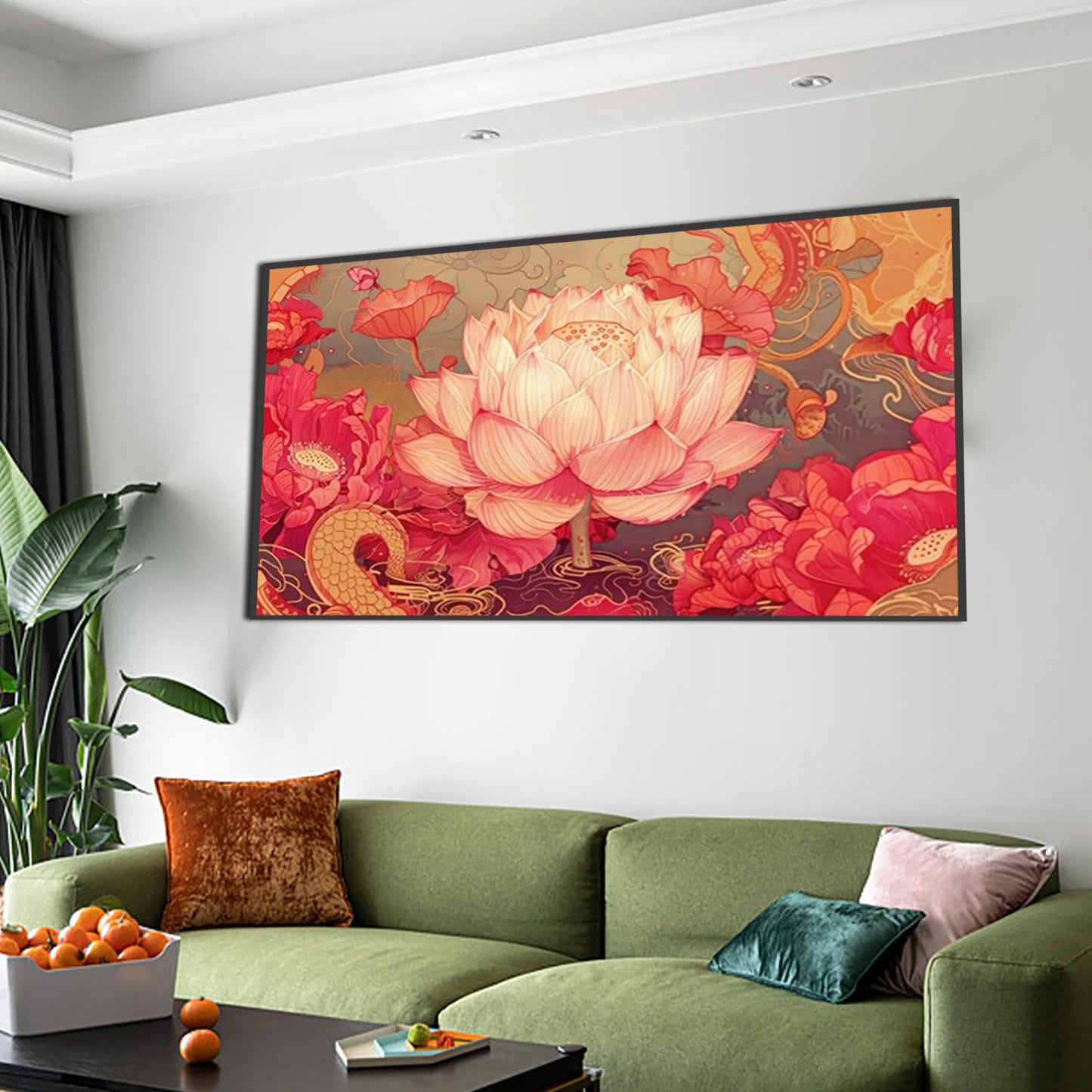 Pink Lotus Flower - Full Square Drill Diamond Painting 70*40CM
