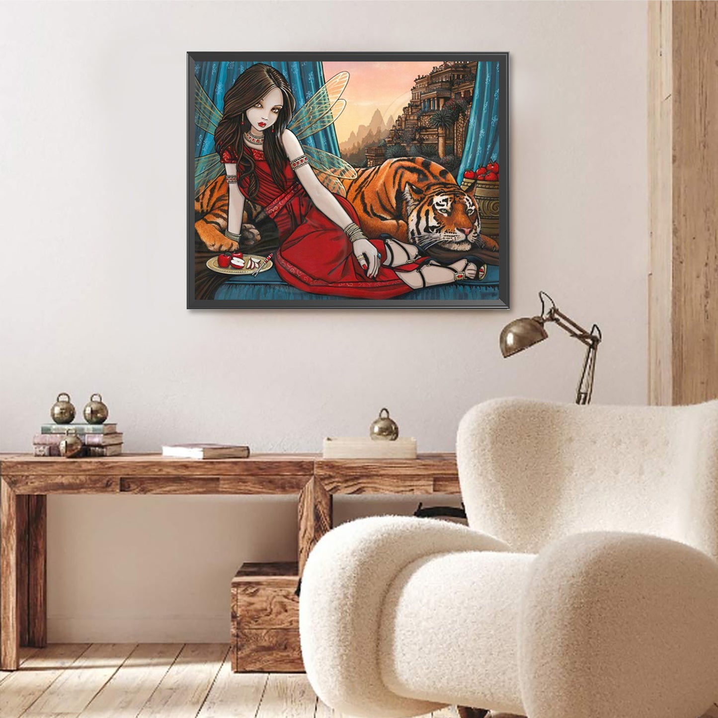 Tiger Girl - Partial AB Round Drill Diamond Painting 50*40CM