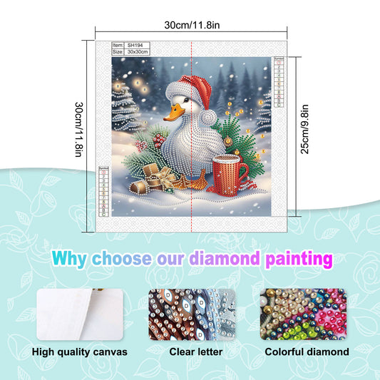Winter Christmas Duck - Special Shaped Drill Diamond Painting 30*30CM