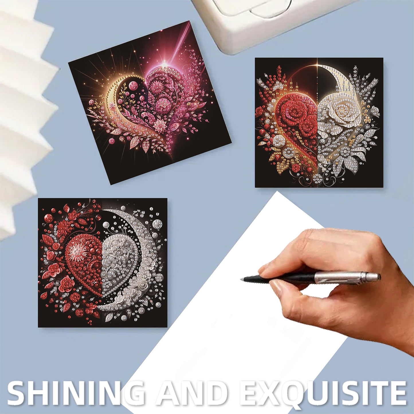 6pcs Sun Moon DIY Diamond Art Greeting Cards Thank You Cards Holiday Blessings