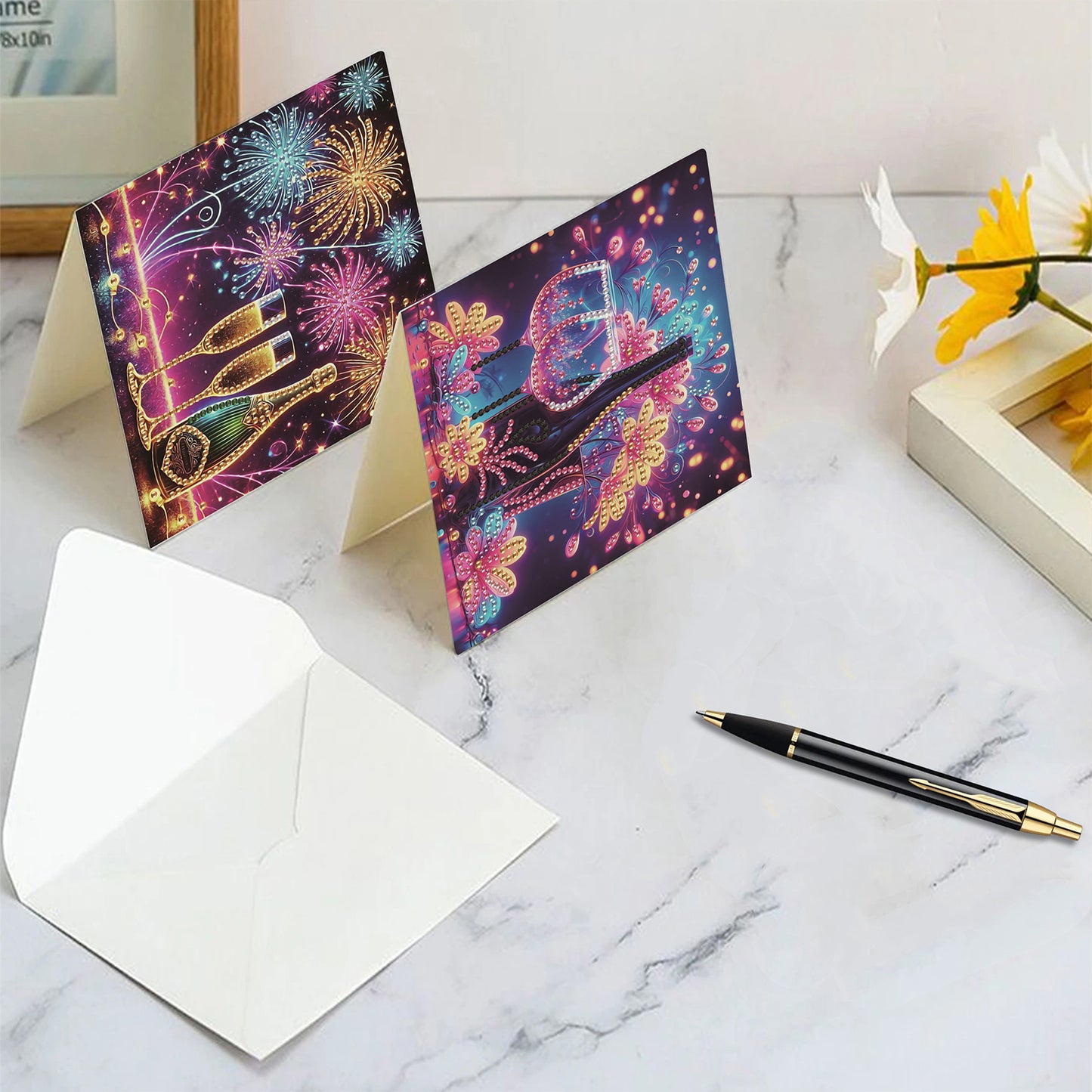 6pcs Celebration DIY Diamond Art Greeting Cards Thank You Cards Holiday Blessing