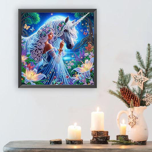 Unicorn And Beauty - Special Shaped Drill Diamond Painting 30*30CM