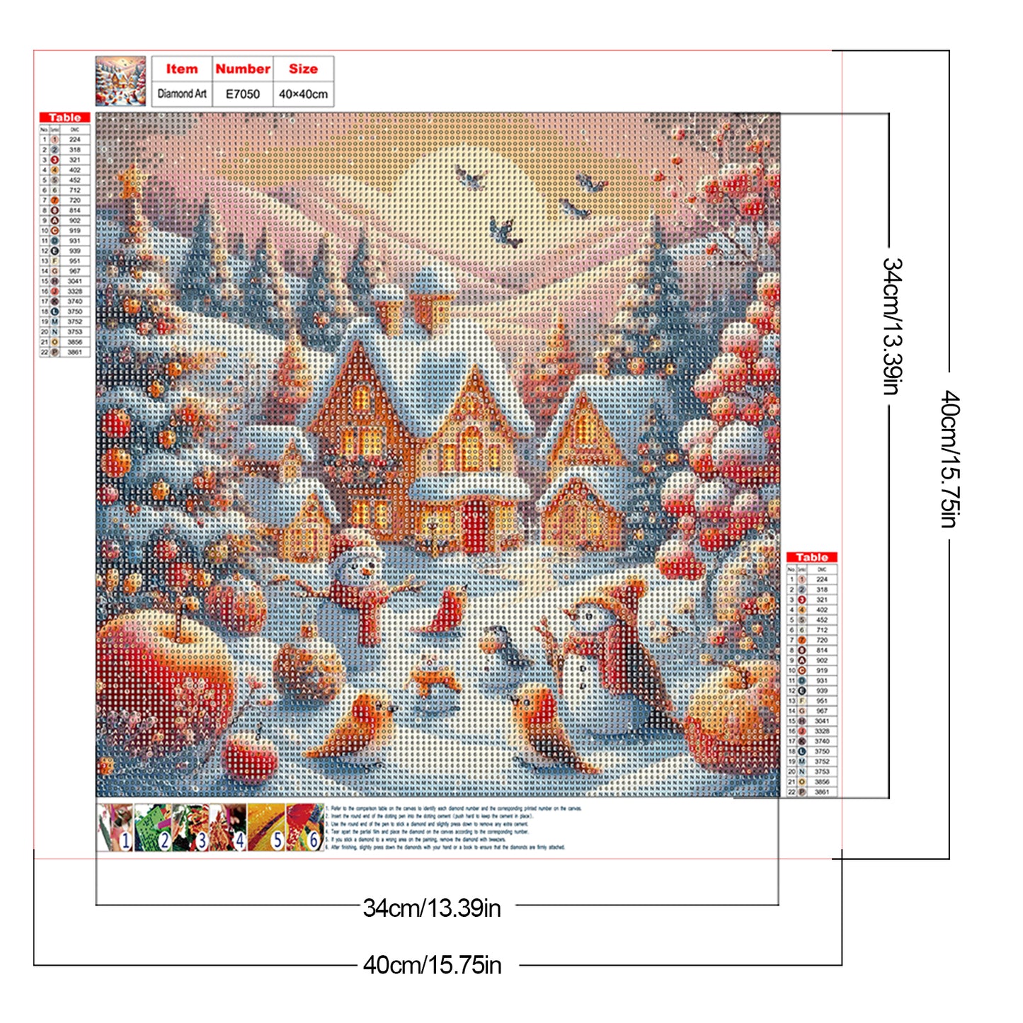 Snow Town Scene - Full Round Drill Diamond Painting 40*40CM