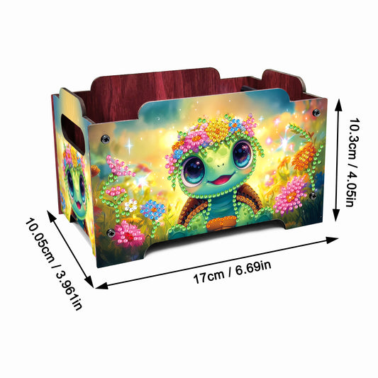 5D DIY Diamond Painting Art Decorative Storage Box Wood Storage Clutch (Turtle)
