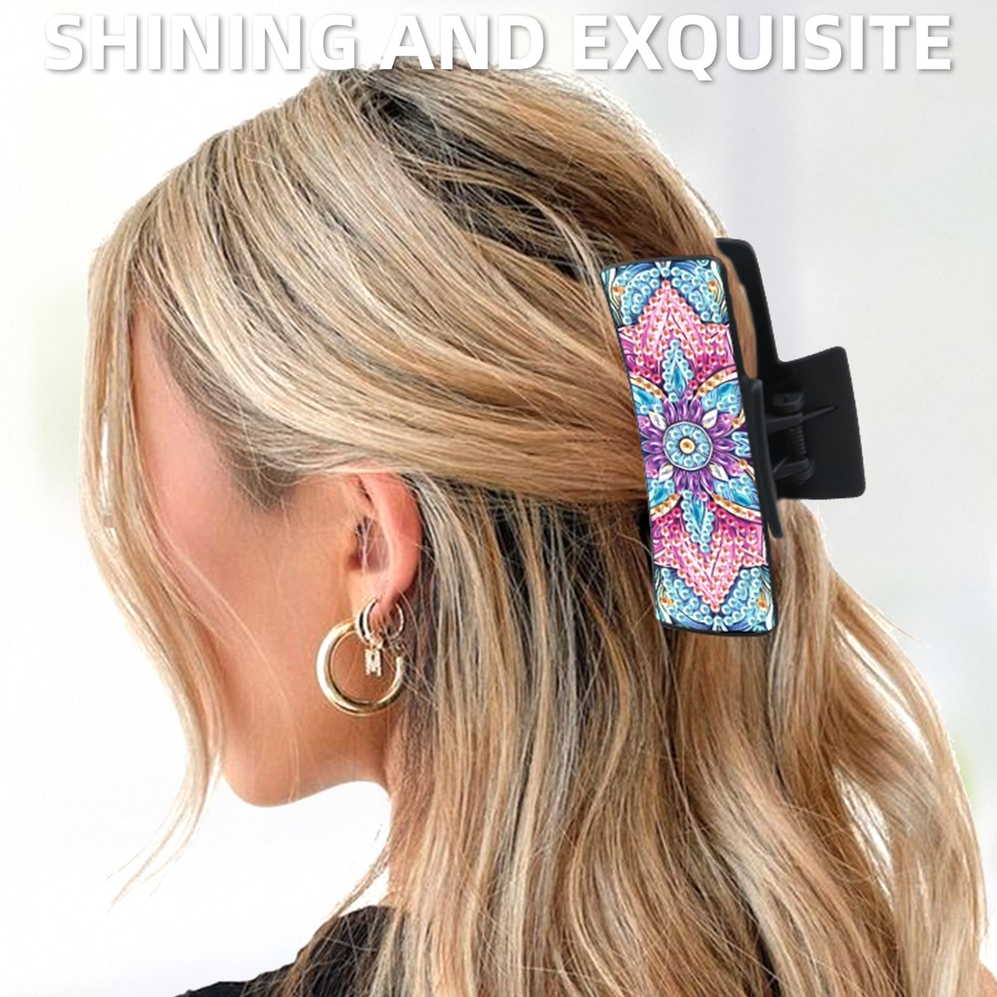 2Pcs Mandala DIY Diamond Hair Claw Clips Making Kit for Women Ladies Girls