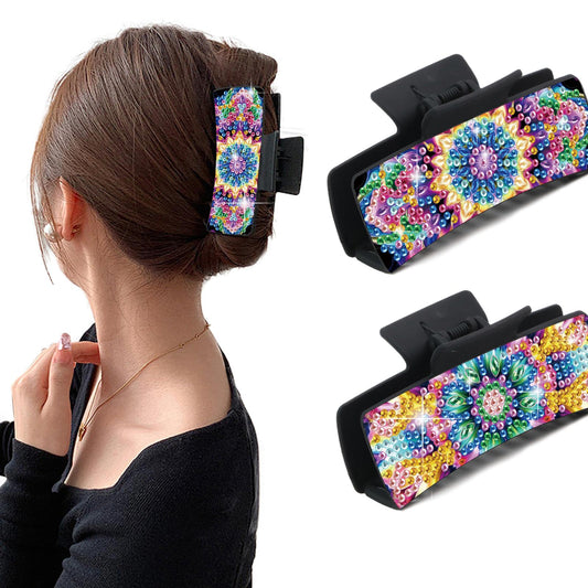 2Pcs Mandala DIY Diamond Hair Claw Clips Making Kit for Women Ladies Girls